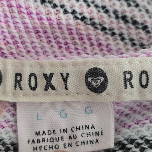 Roxy Hoodie Poncho Women Large Stripe Pullover Short Sleeve Ruched Beach Summer - Picture 6 of 7